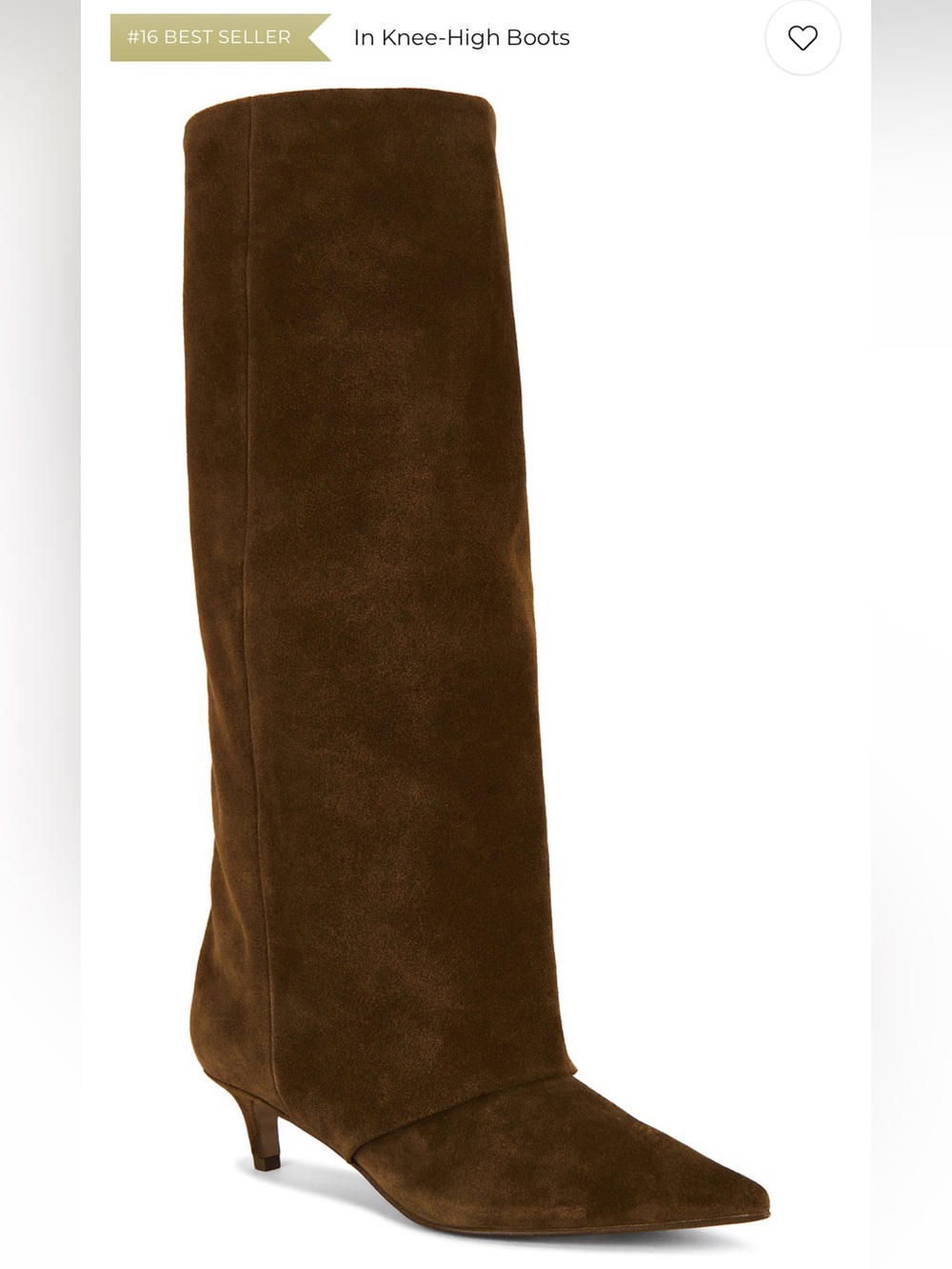 REVOLVE Women's Brown Suede Pointed-Toe Knee Boot